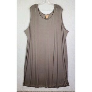 Soft Focus Women's Plus 3X Green Maxi Sleeveless Tank Dress Long Shimmer Stretch